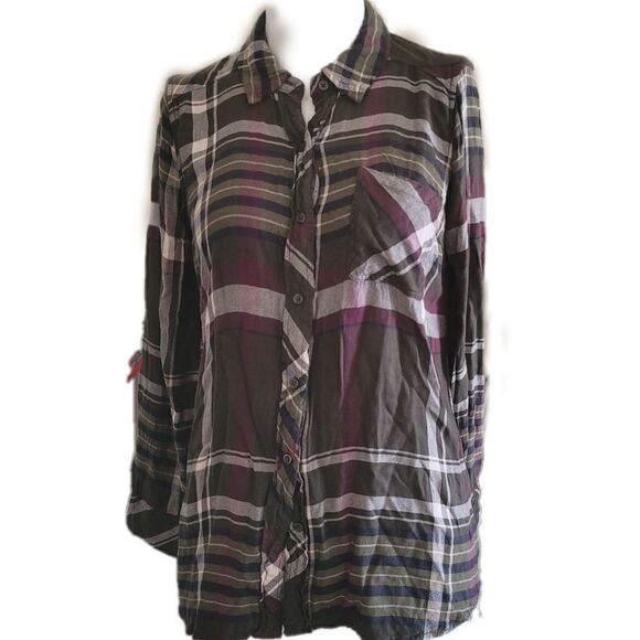 Motherhood maternity medium plaid long sleeve button up autumn - Picture 1 of 4